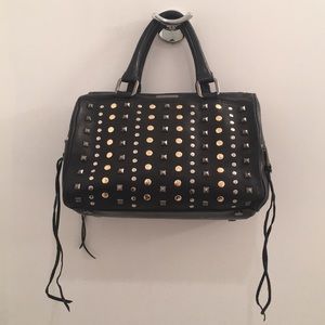 Rebecca Minkoff Studded Black Leather Satchel